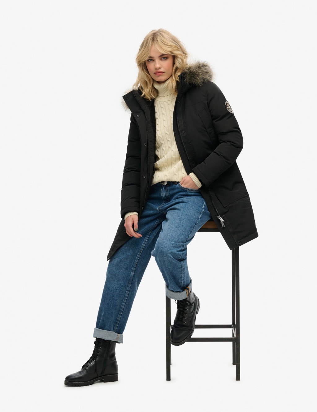 Hooded Relaxed Longline Parka Coat 3 of 7