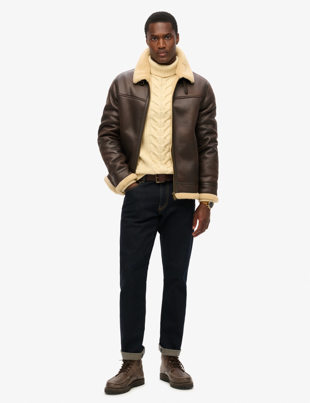 Faux Shearling Aviator Jacket 3 of 7