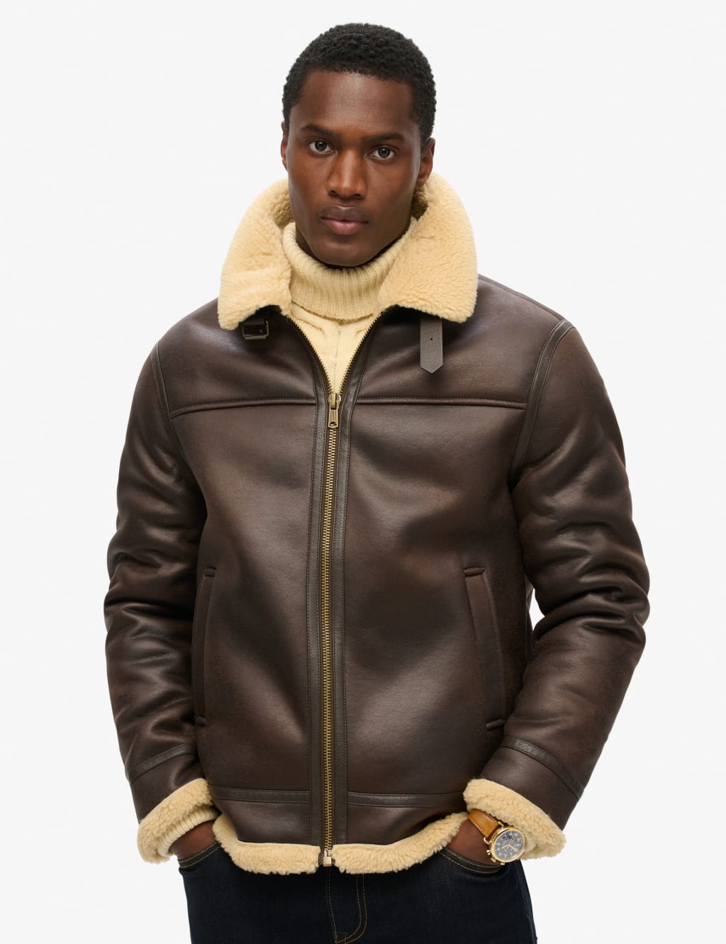 Faux Shearling Aviator Jacket Superdry M S