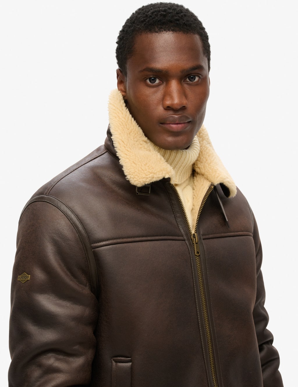 Mens shearling flight jacket shop