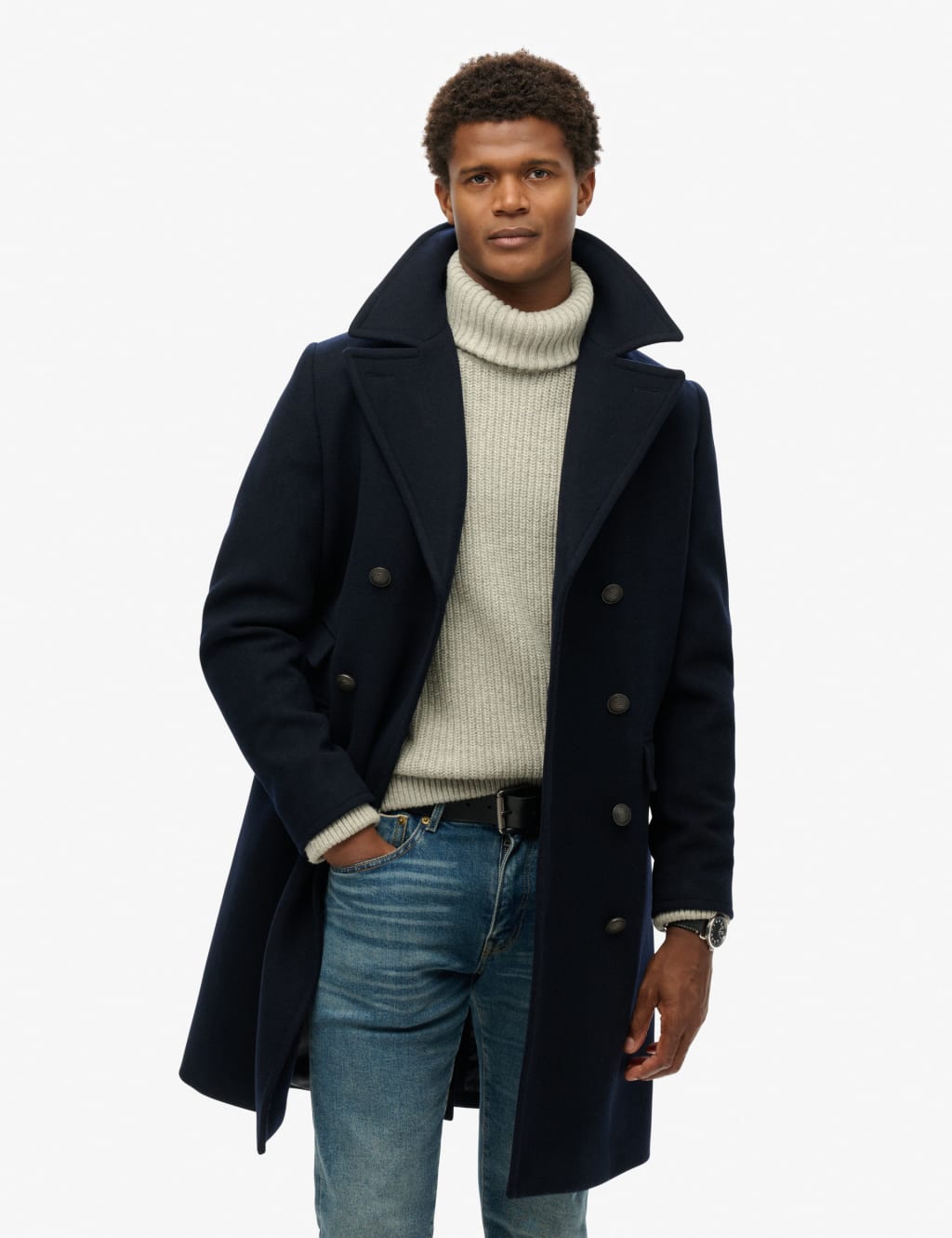 Wool Rich Double Breasted Peacoat