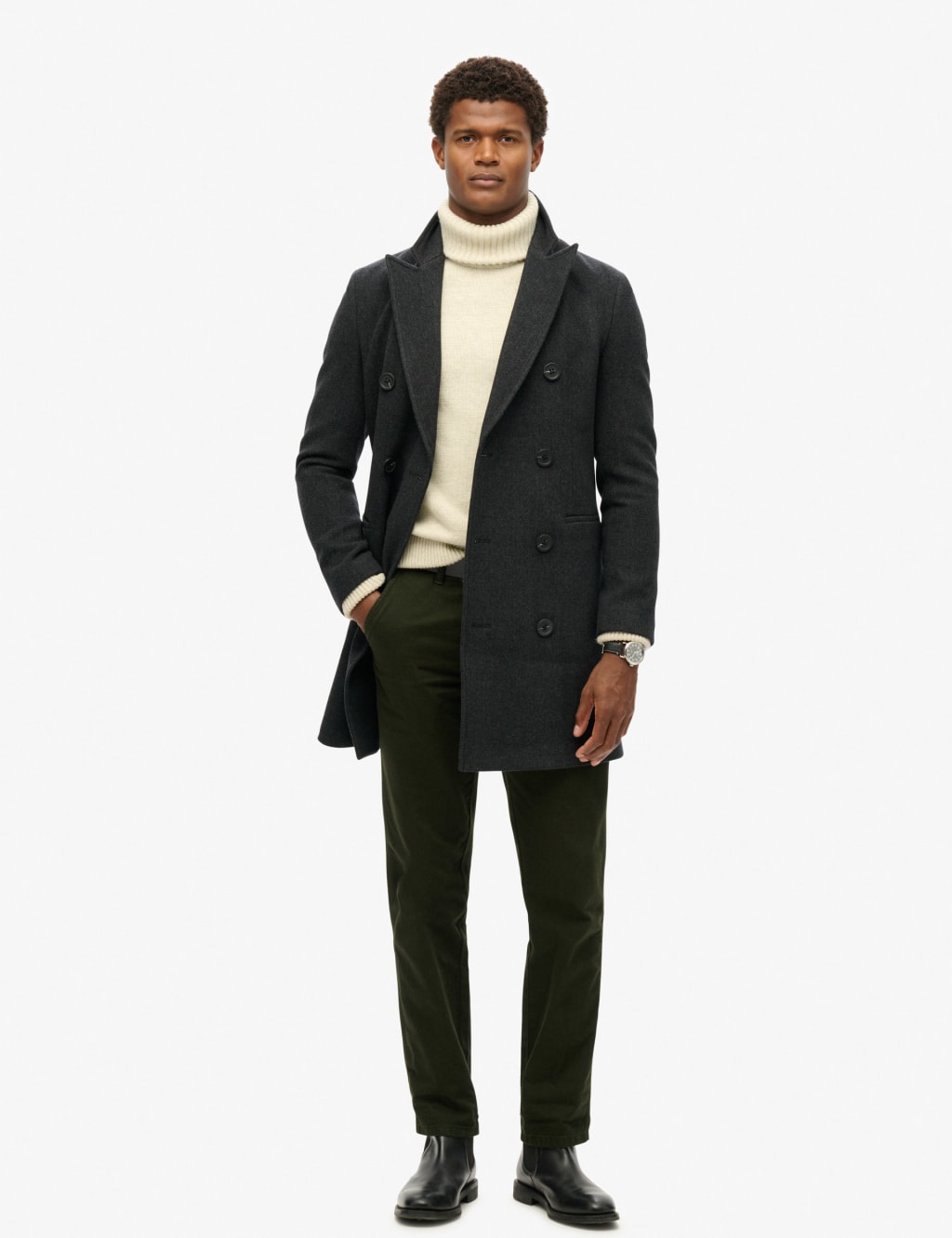Herringbone Double Breasted Coat 3 of 7