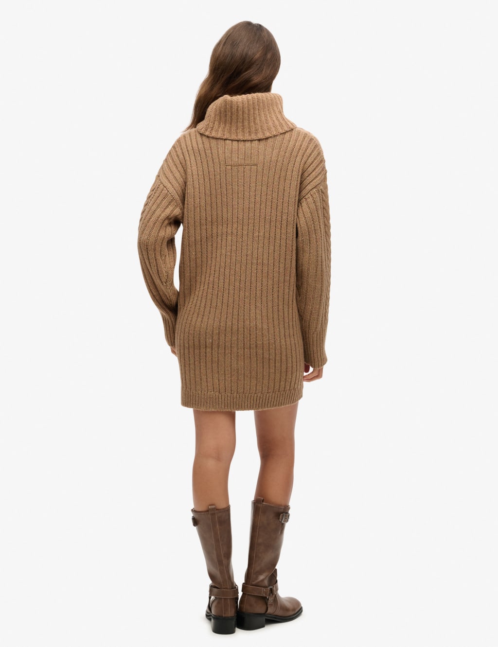 Cable Knit Roll Neck Jumper Dress with Wool 4 of 6