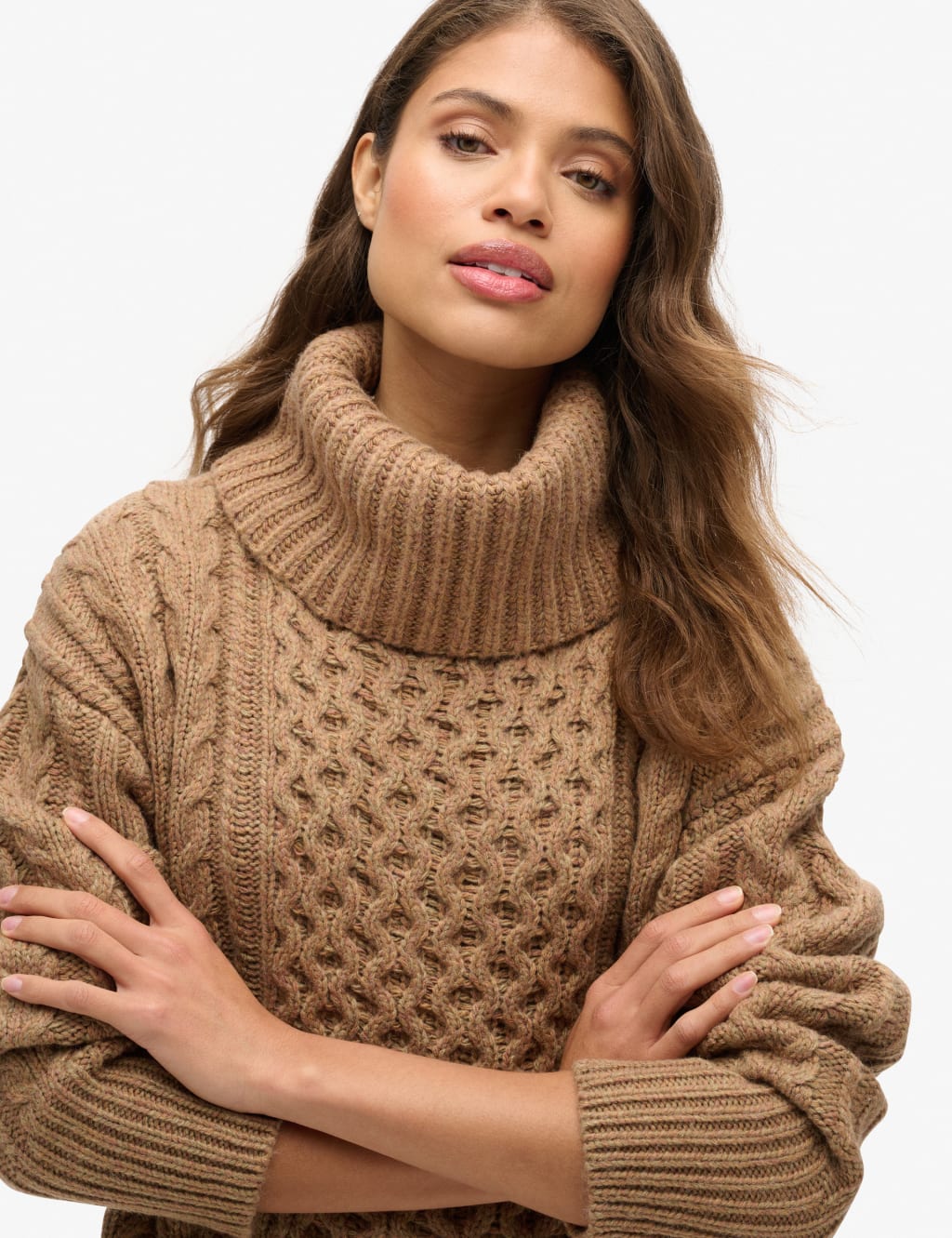 Cable Knit Roll Neck Jumper Dress with Wool 5 of 6