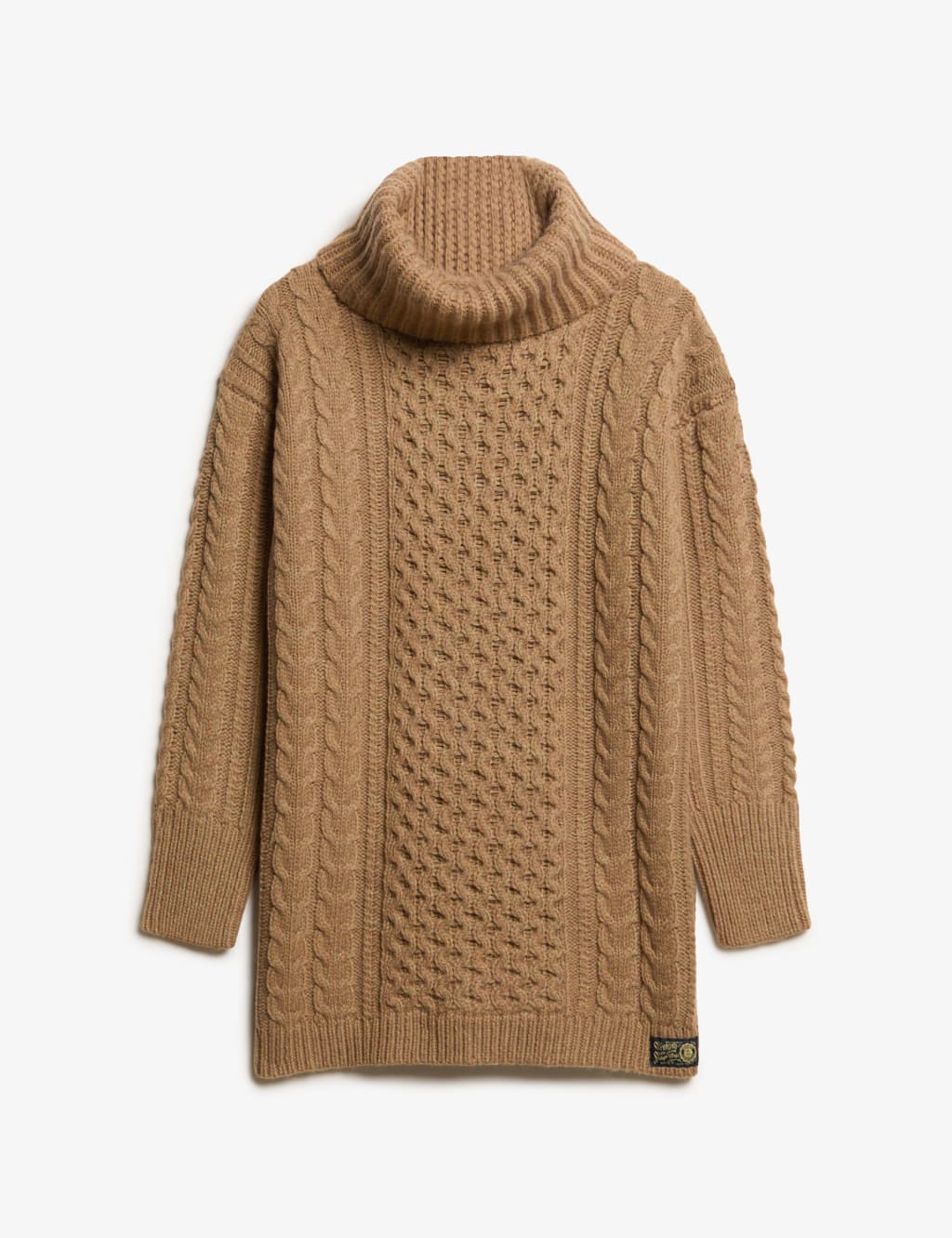 Cable Knit Roll Neck Jumper Dress with Wool 2 of 6