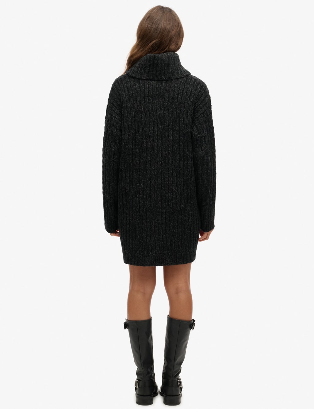 Cable Knit Roll Neck Jumper Dress with Wool 5 of 7