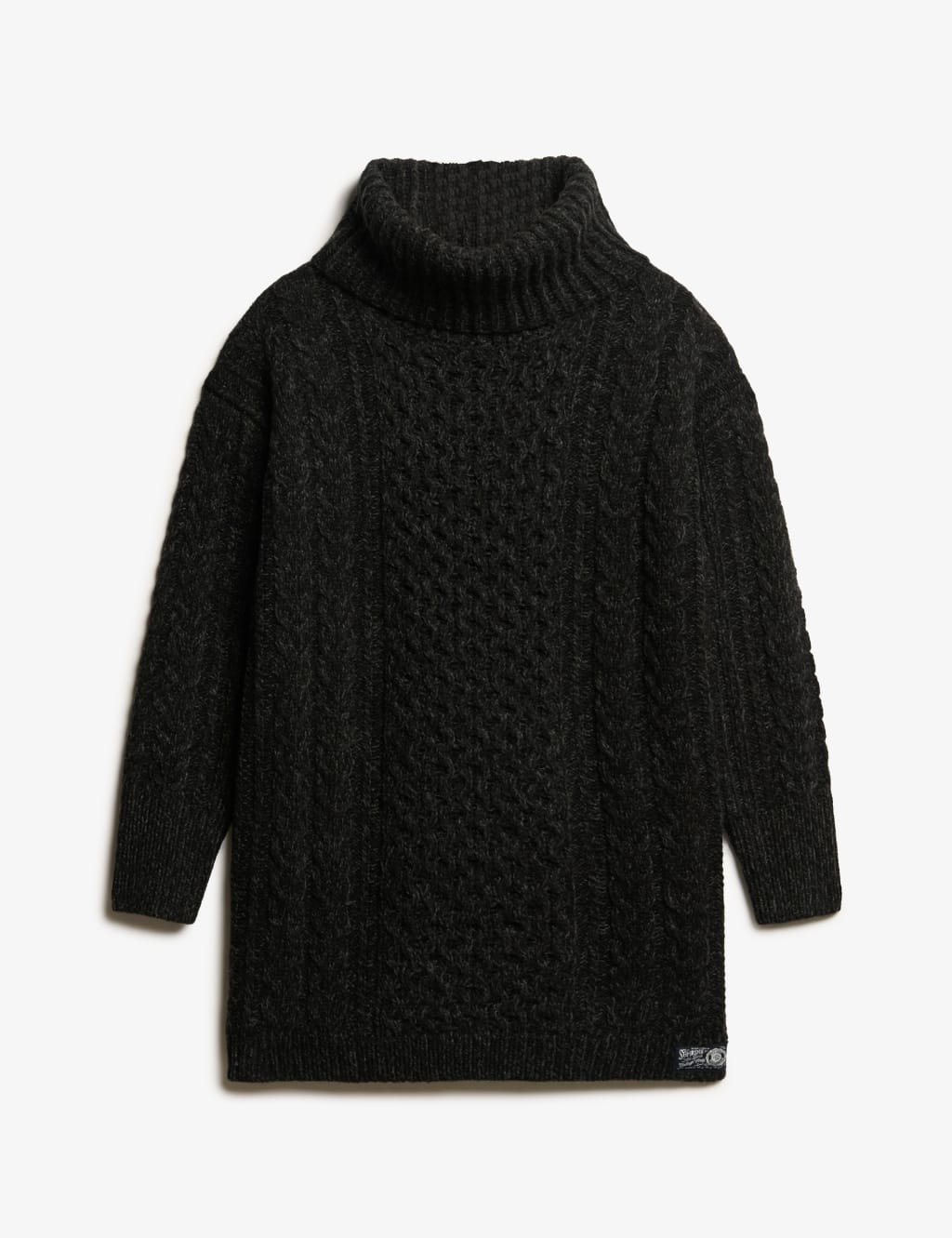 Cable Knit Roll Neck Jumper Dress with Wool 2 of 7