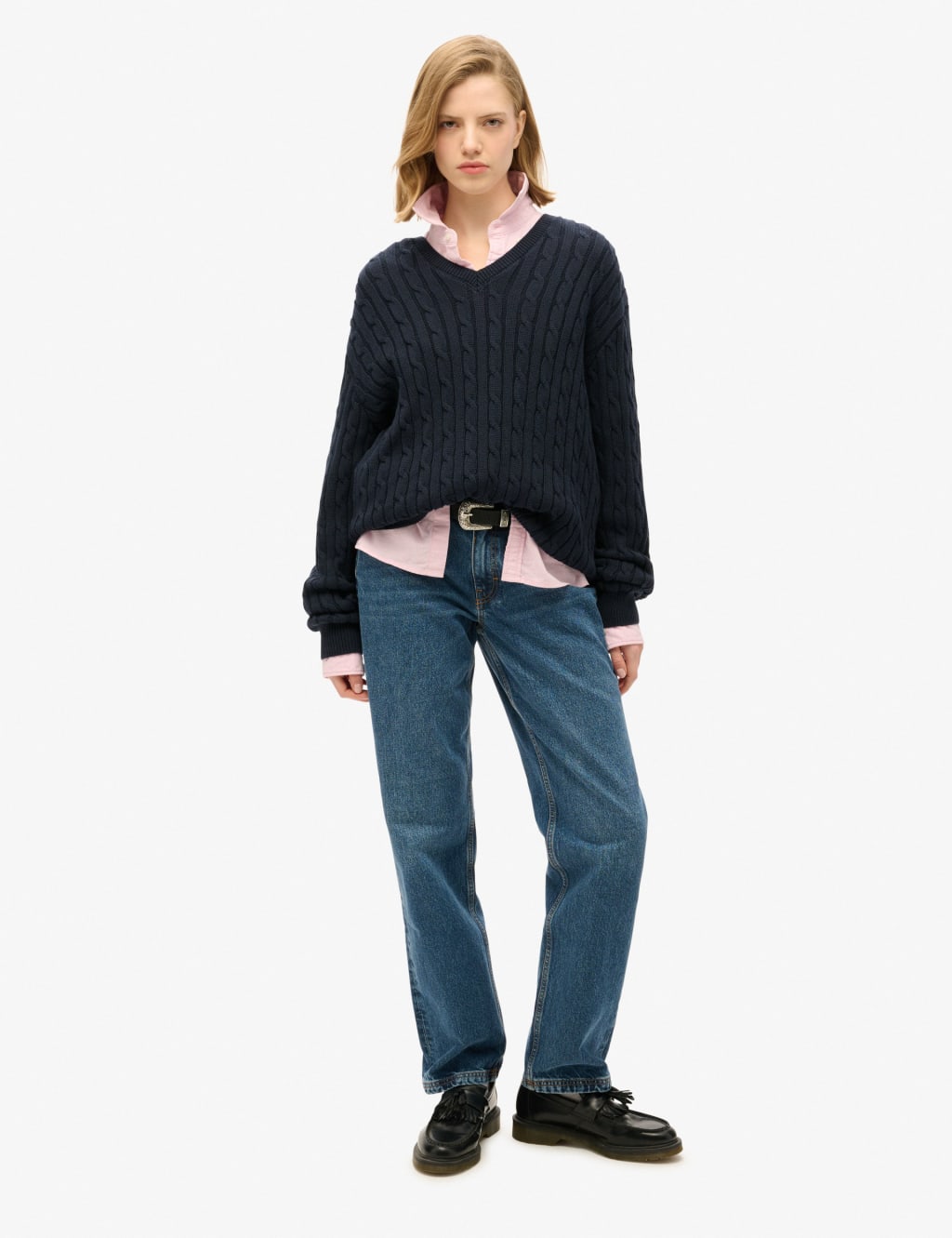 Pure Cotton Cable Knit V-Neck Jumper 3 of 5