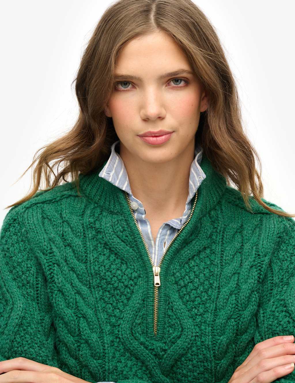 Cable Knit Funnel Neck Jumper with Wool 4 of 5