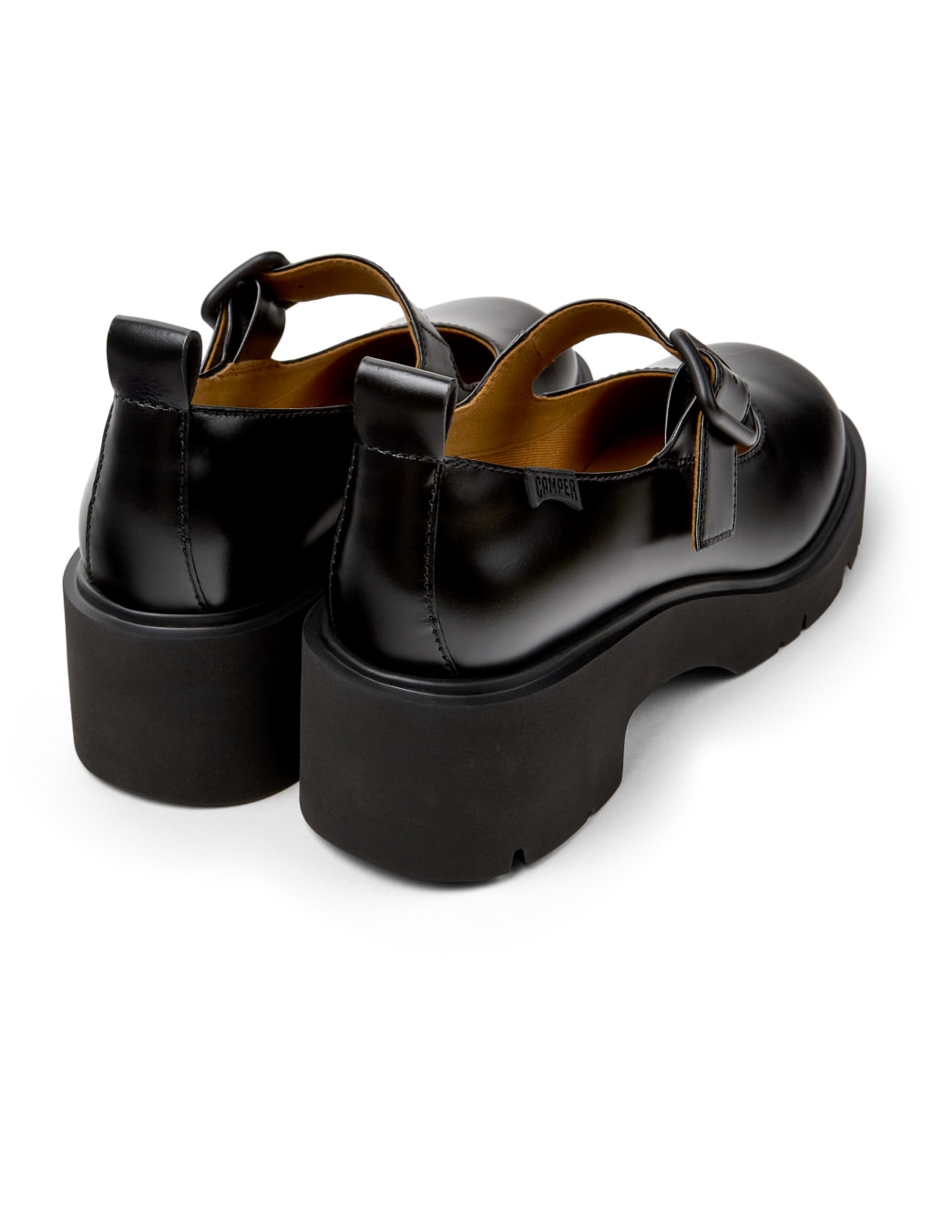 Leather Buckle Block Heel Round Toe Loafers 5 of 5