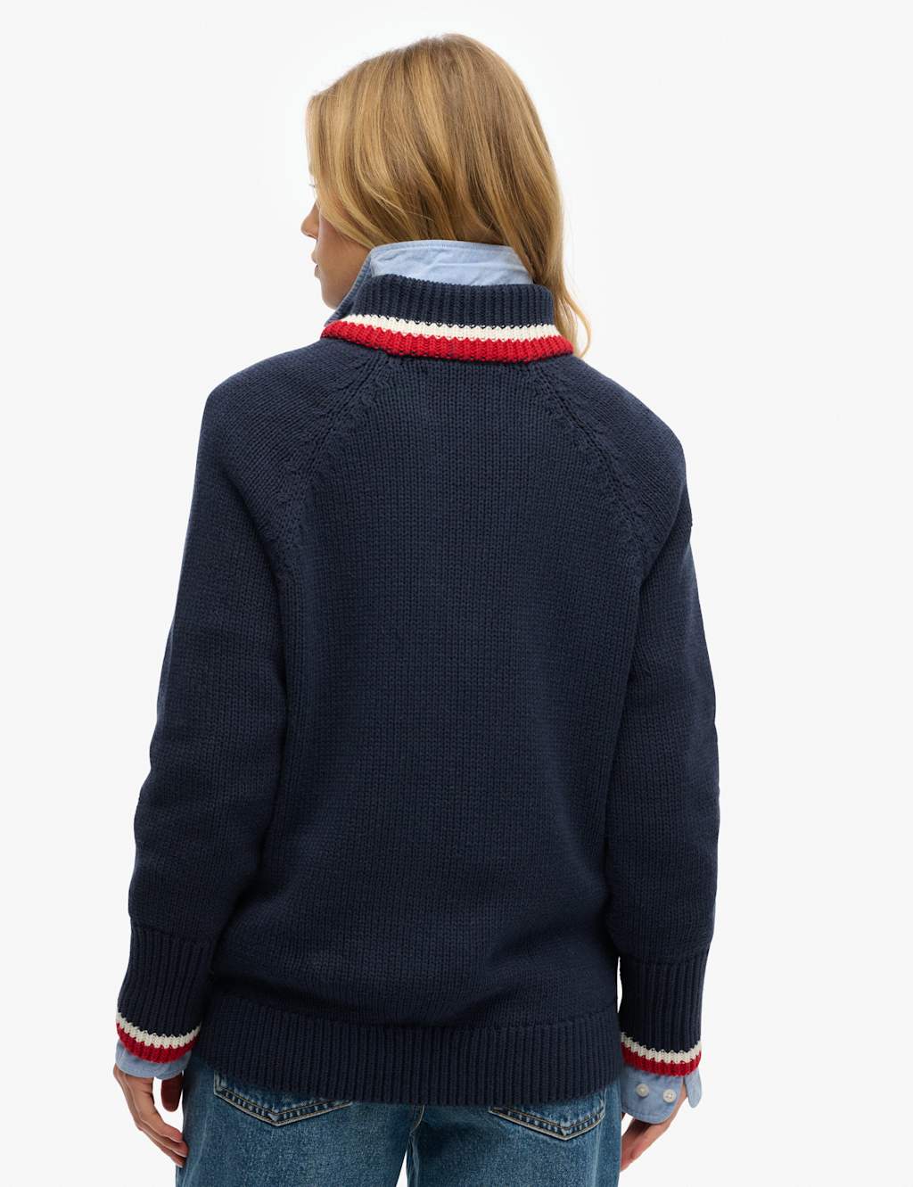 Cotton Rich Tipped Detail Half Zip Jumper 4 of 5