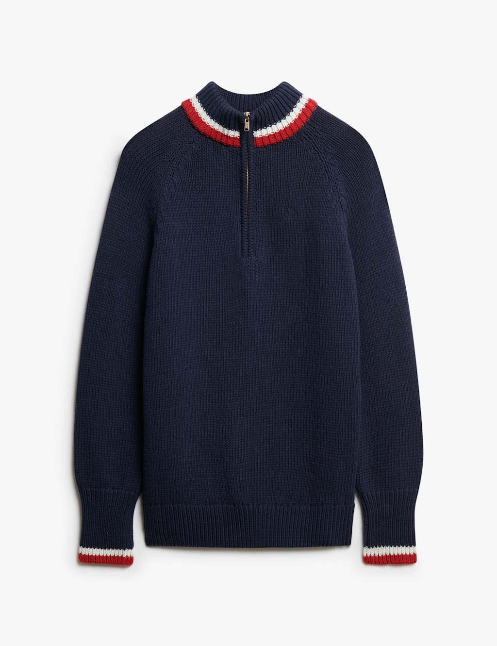 Cotton Rich Tipped Detail Half Zip Jumper 2 of 5