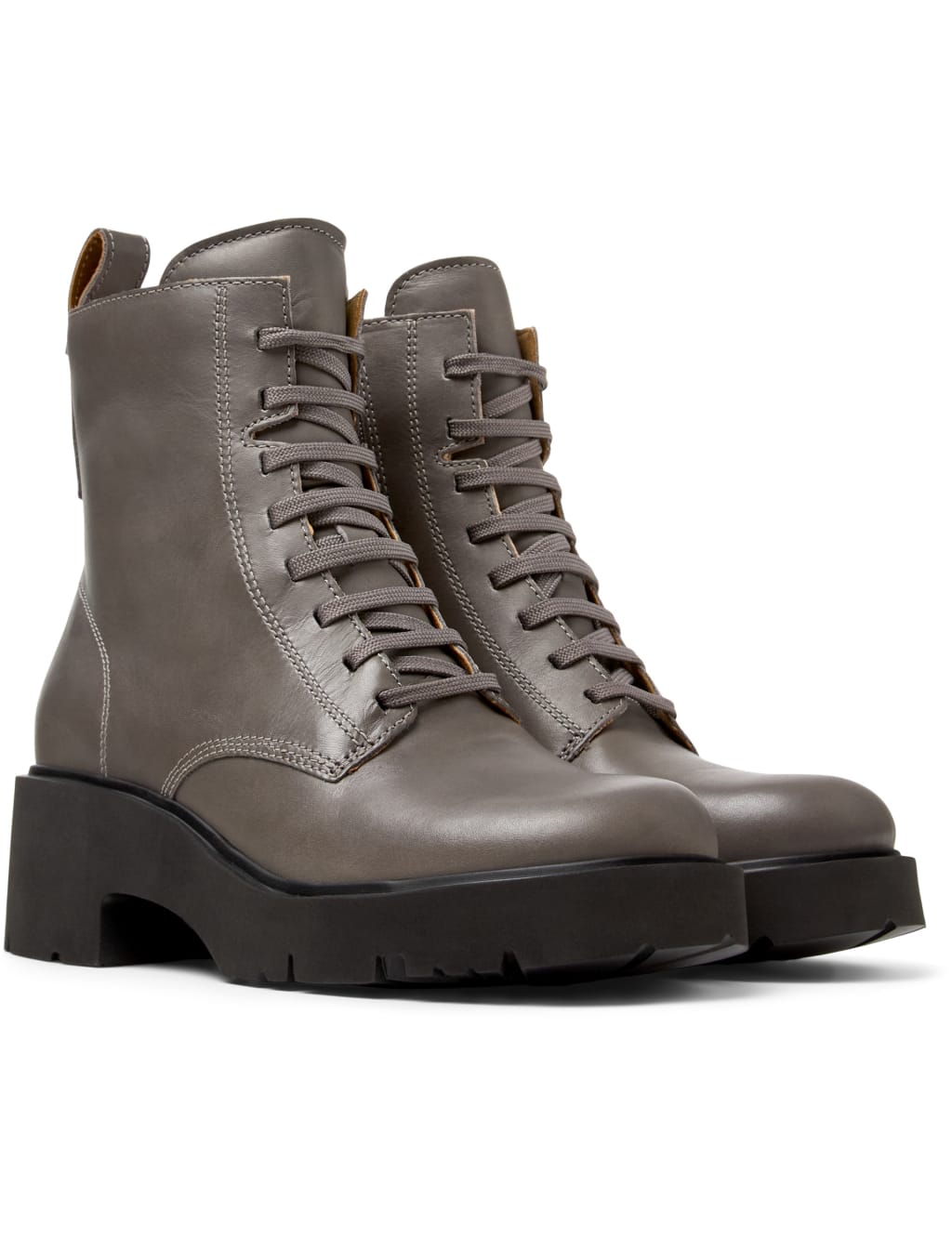 Leather Block Heel Round Toe Ankle Boots 2 of 5