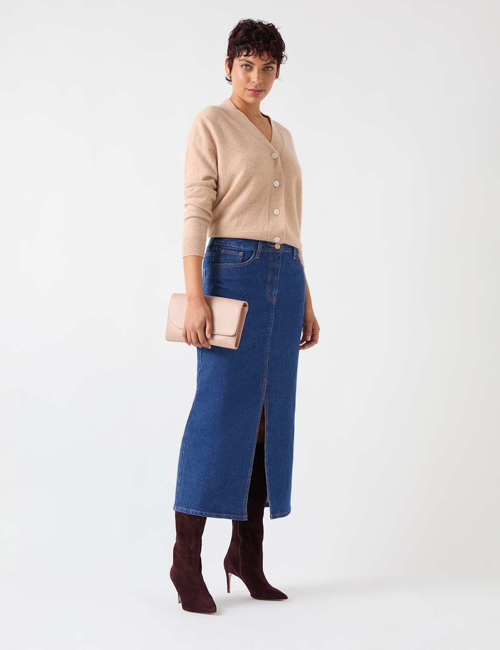 Denim Midaxi Pencil Skirt 1 of 3