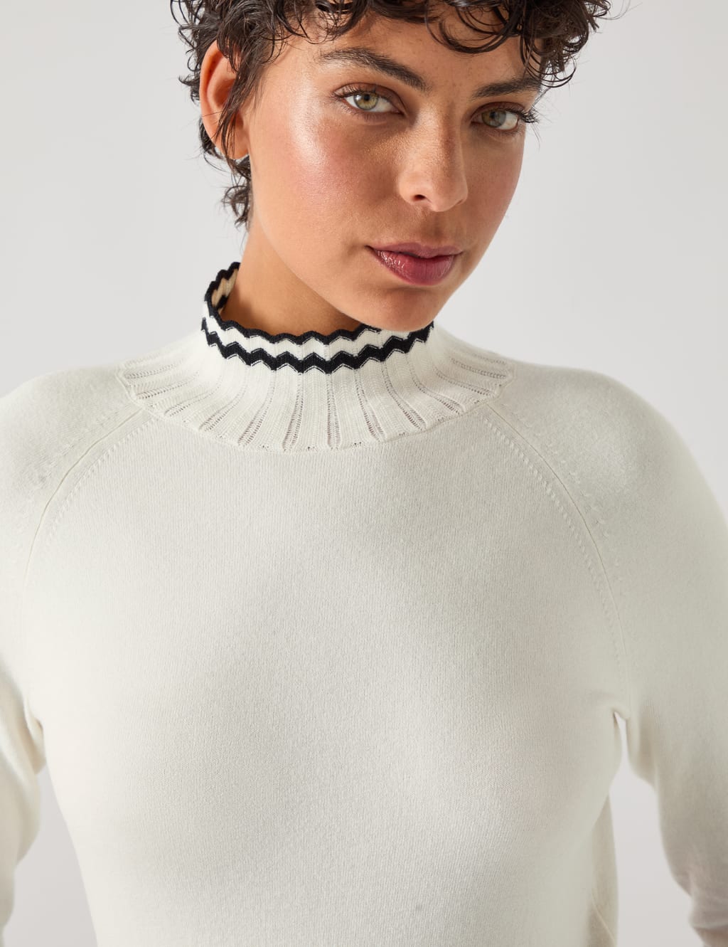 Cotton Rich Funnel Neck Zig Zag Jumper 4 of 4
