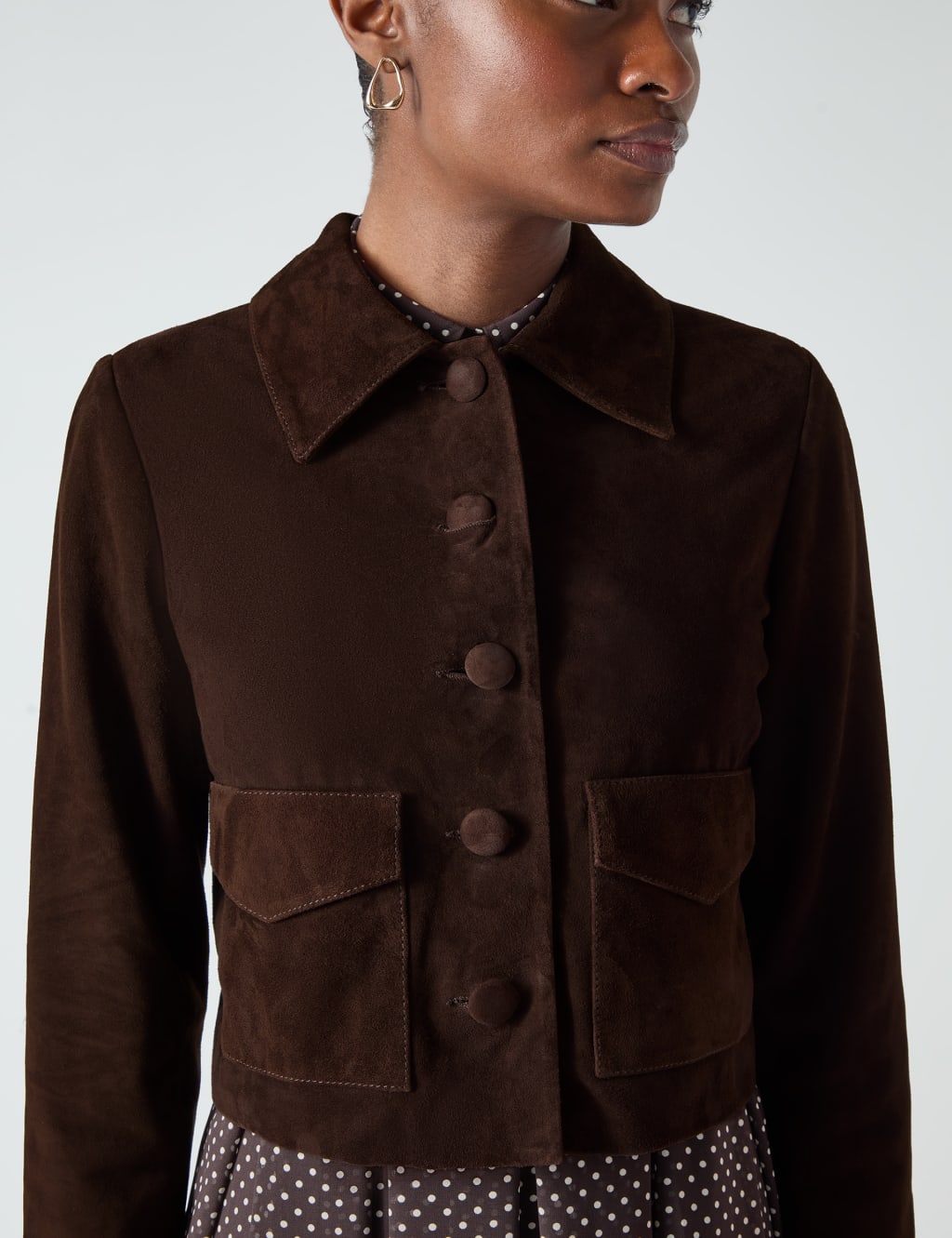 Leather Collared Cropped Jacket 4 of 4