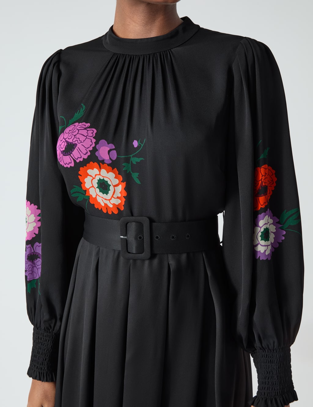 Floral Belted Midi Waisted Dress 4 of 4