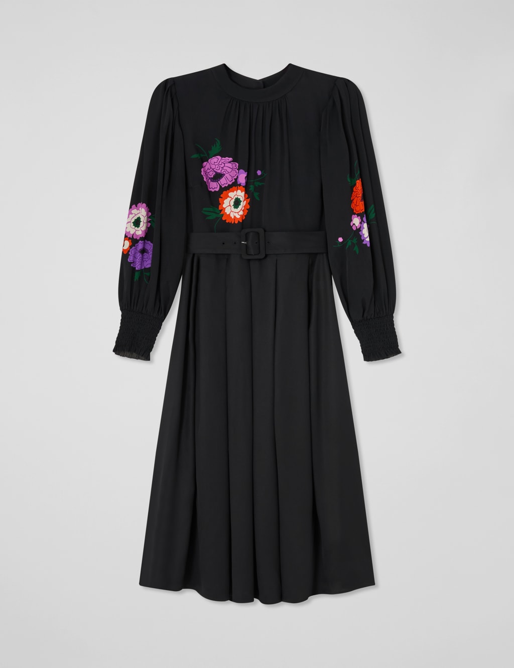 Floral Belted Midi Waisted Dress 2 of 4