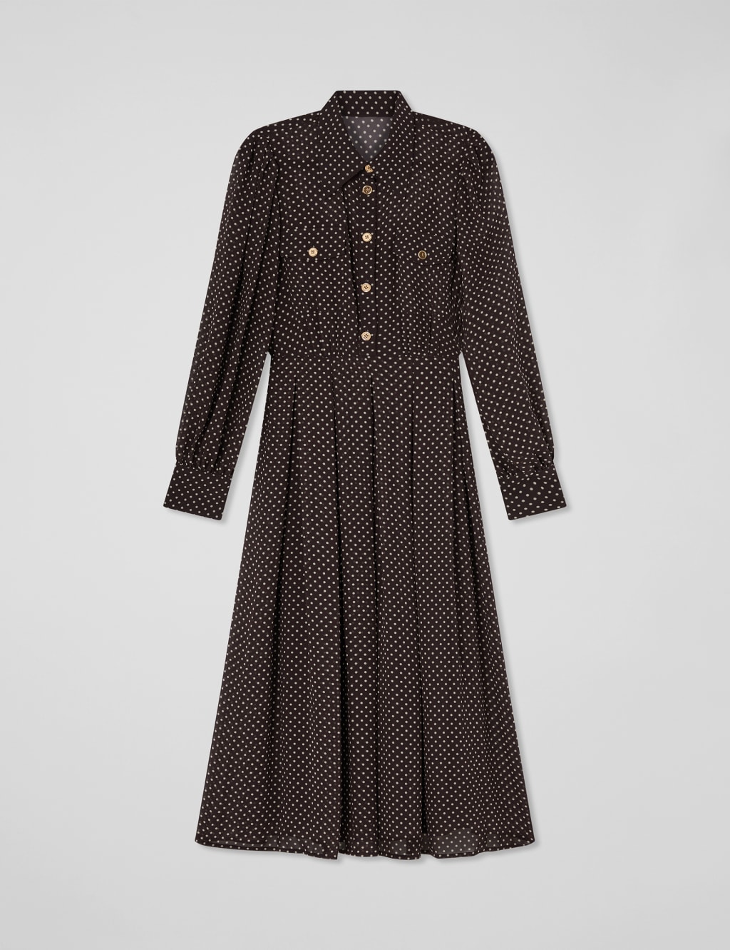 Polka Dot Button Detail Midi Shirt Dress 2 of 4