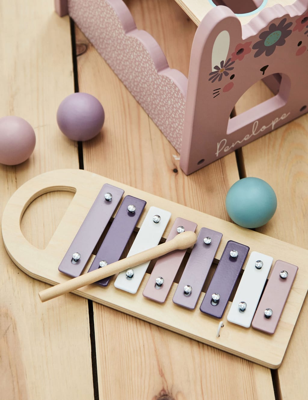 Personalised Pink Bunny Xylophone & Drop Box 2 of 4