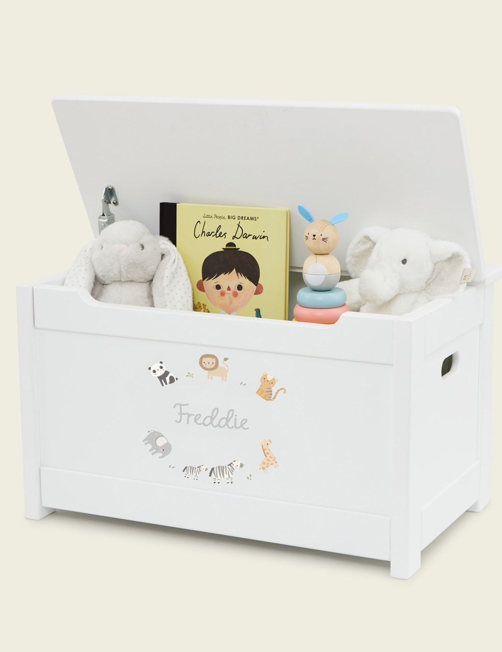 Personalised Born To Be Loved Safari Design White Toy Box 3 of 3