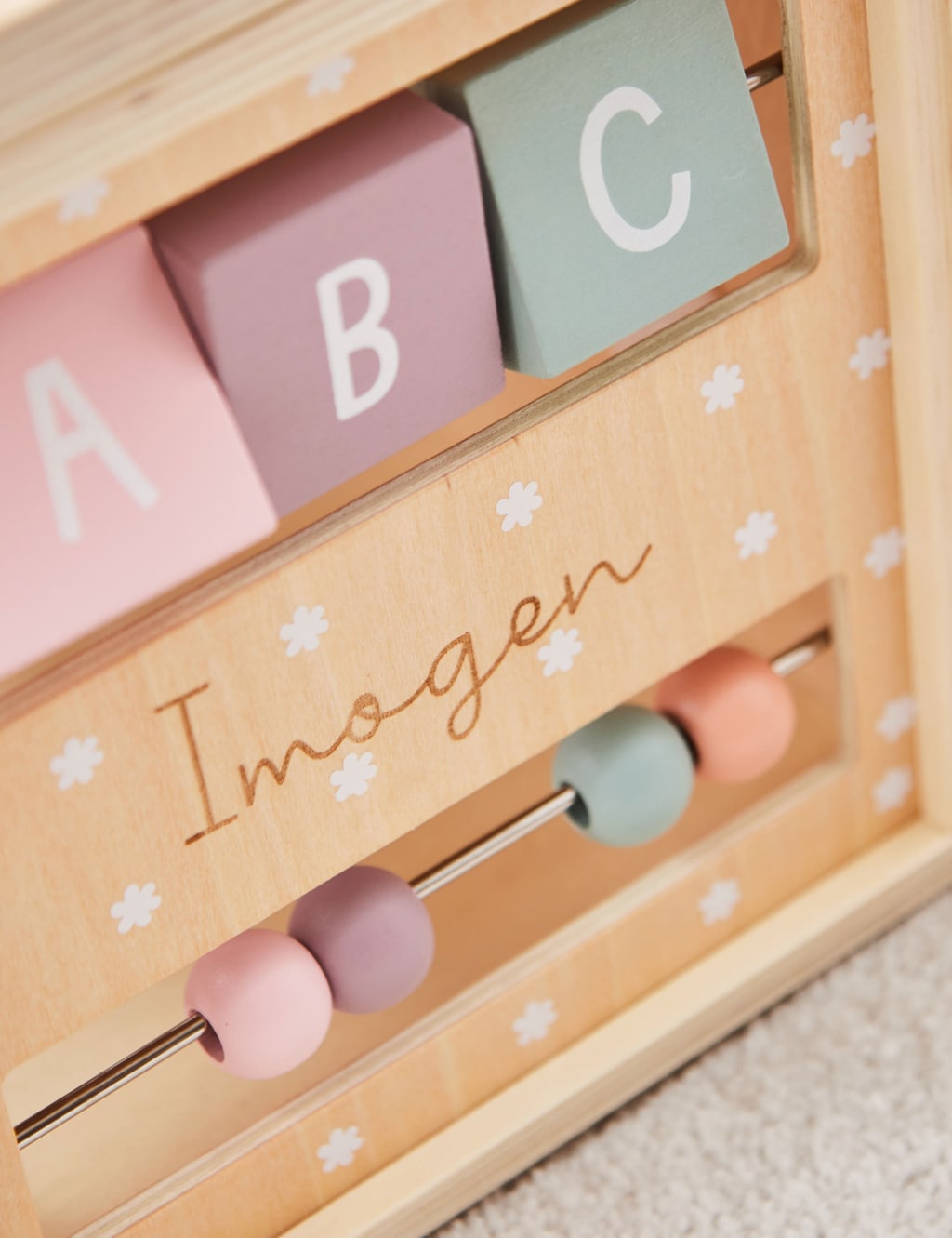 Personalised Pink Wooden Activity Cube My 1st Years M S