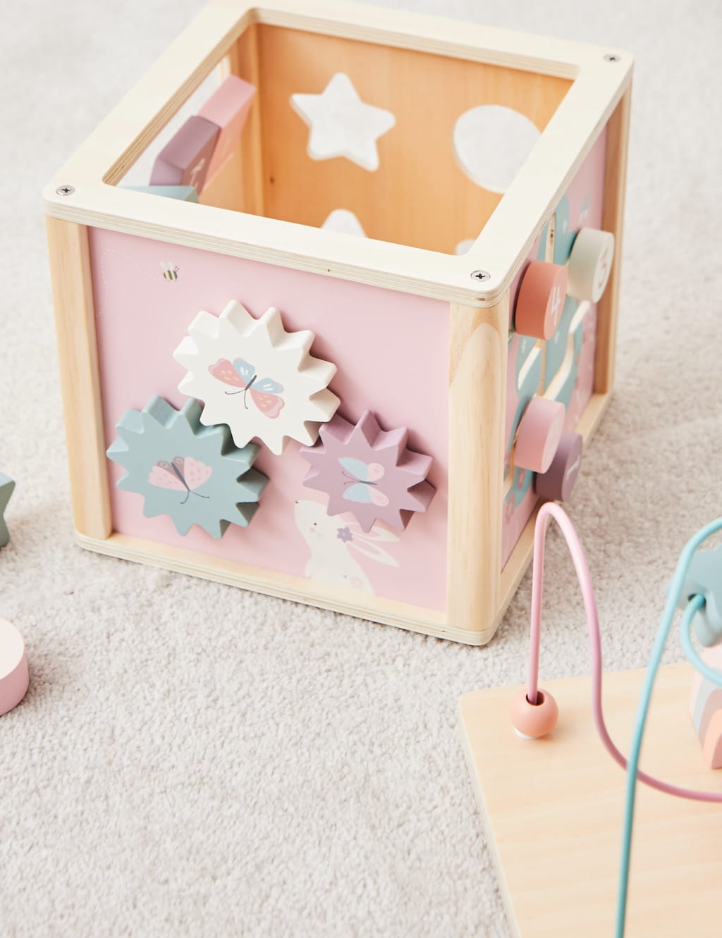 Personalised Pink Wooden Activity Cube My 1st Years M S