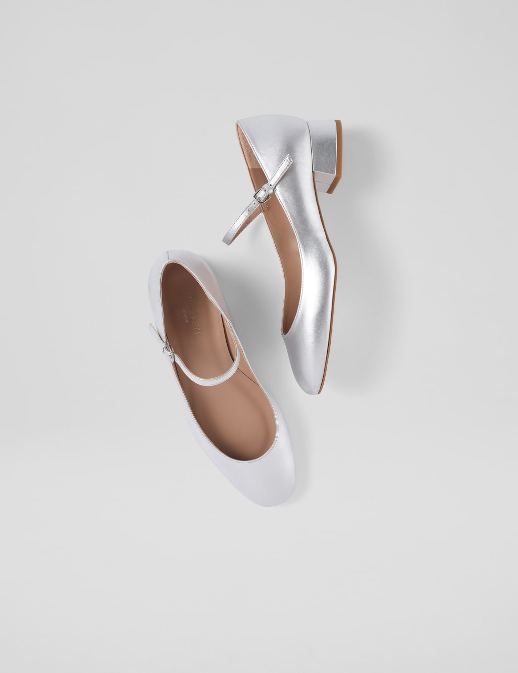 Leather Metallic Block Heel Mary Jane Pumps 3 of 4