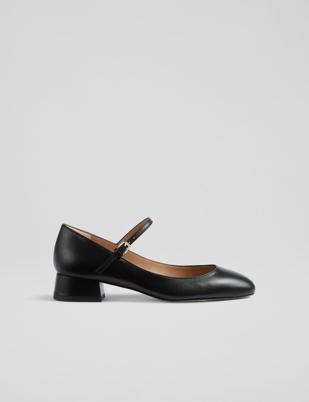 Leather Metallic Block Heel Mary Jane Pumps 1 of 3