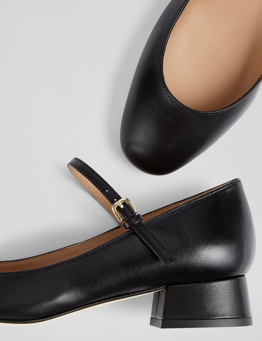 Leather Metallic Block Heel Mary Jane Pumps 3 of 3