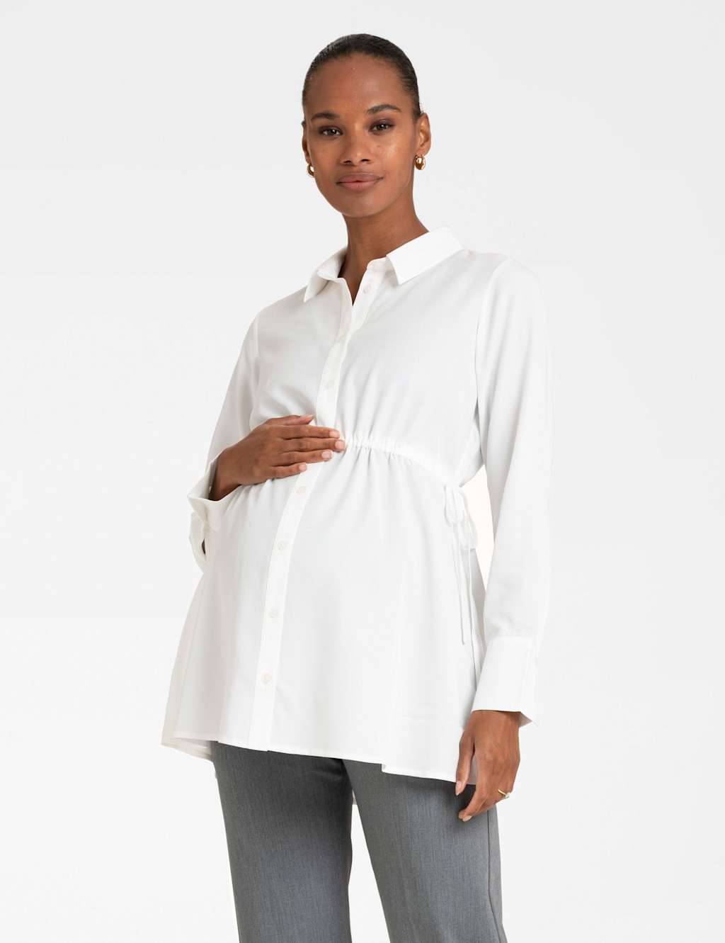 Maternity Pure Lyocell Collared Shirt 1 of 3