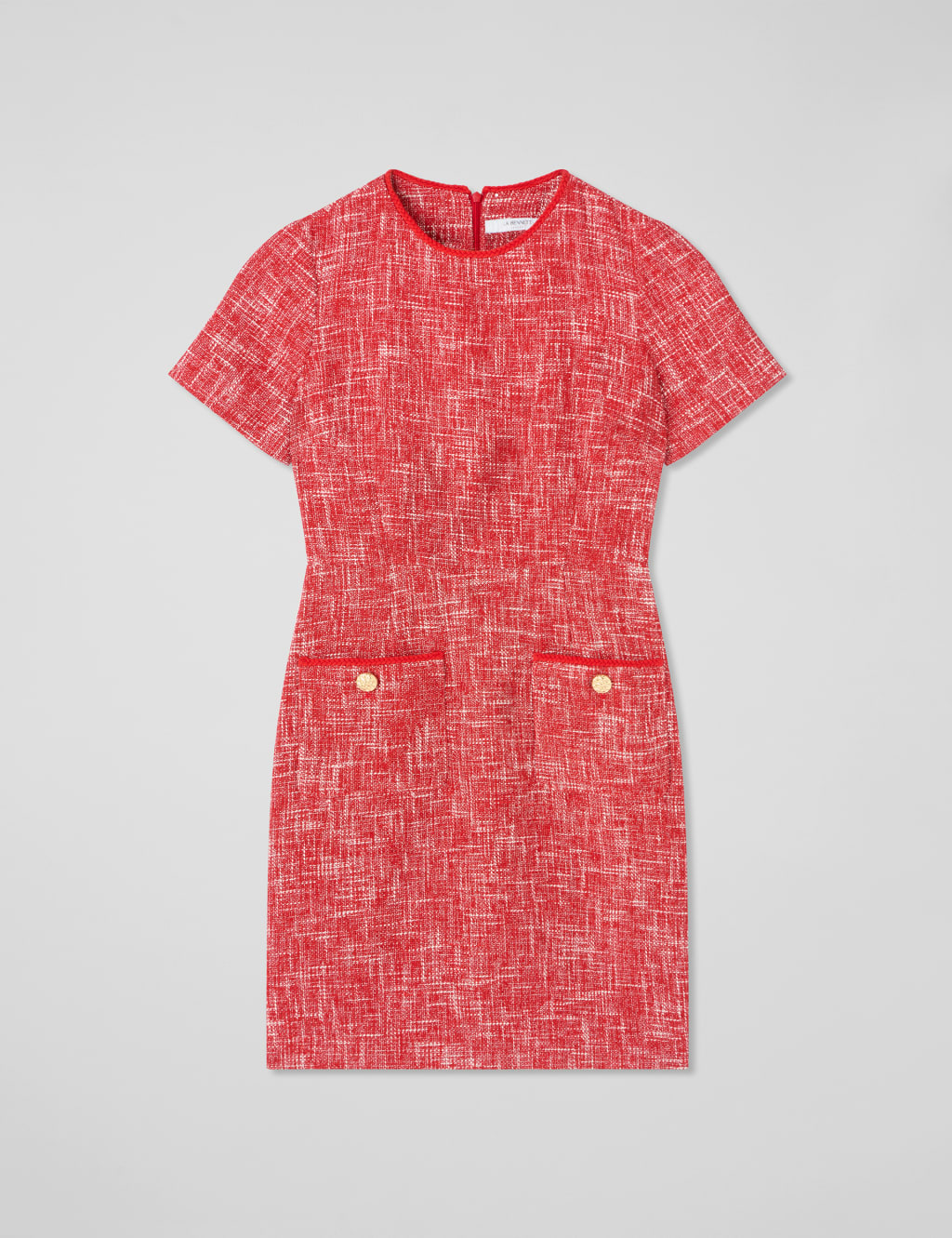Tweed Button Detail Mini Tailored Dress 2 of 4