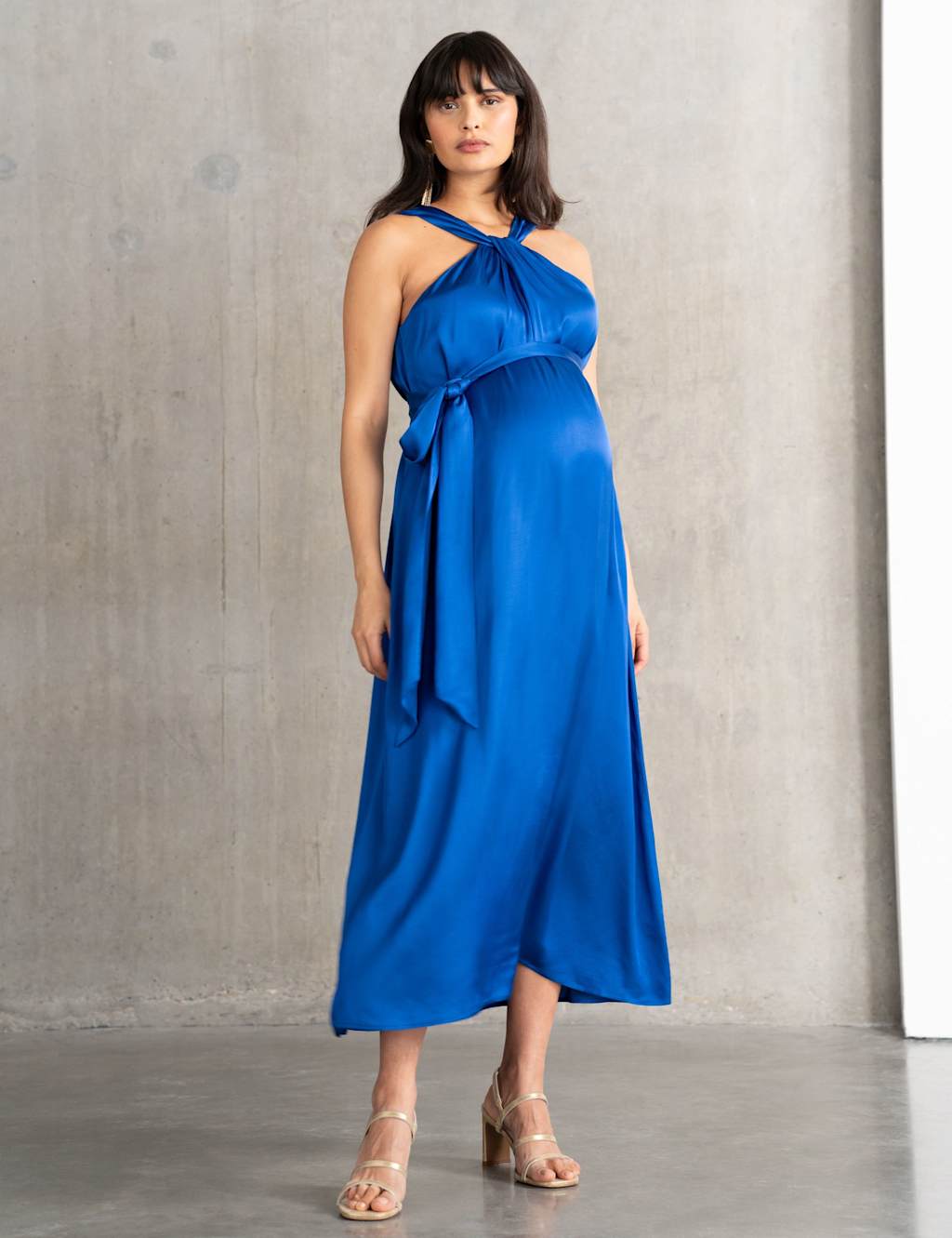 Maternity Satin Halter Neck Maxi Dress 2 of 5