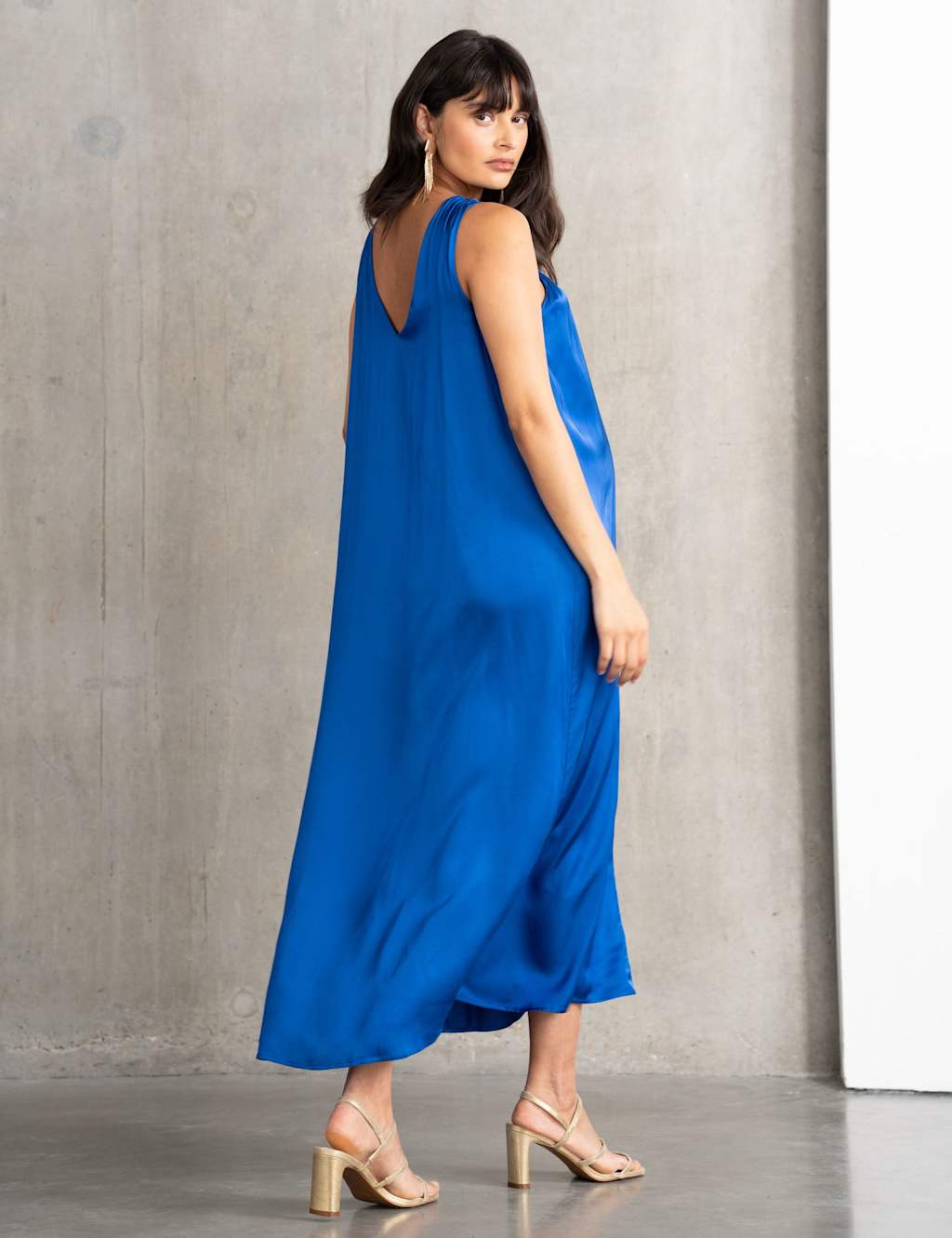 Maternity Satin Halter Neck Maxi Dress 3 of 5