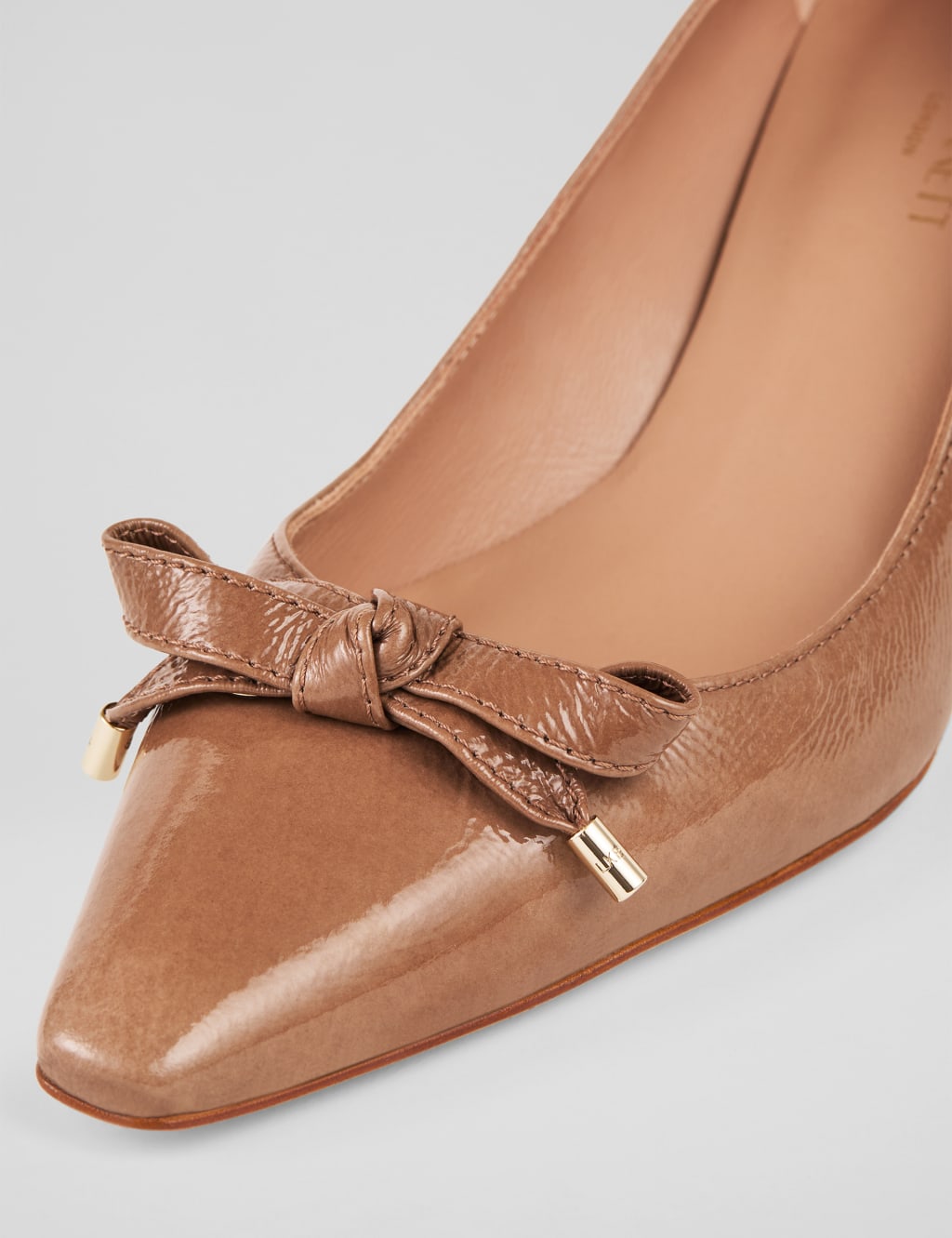 Leather Patent Bow Kitten Heel Court Shoes 4 of 4