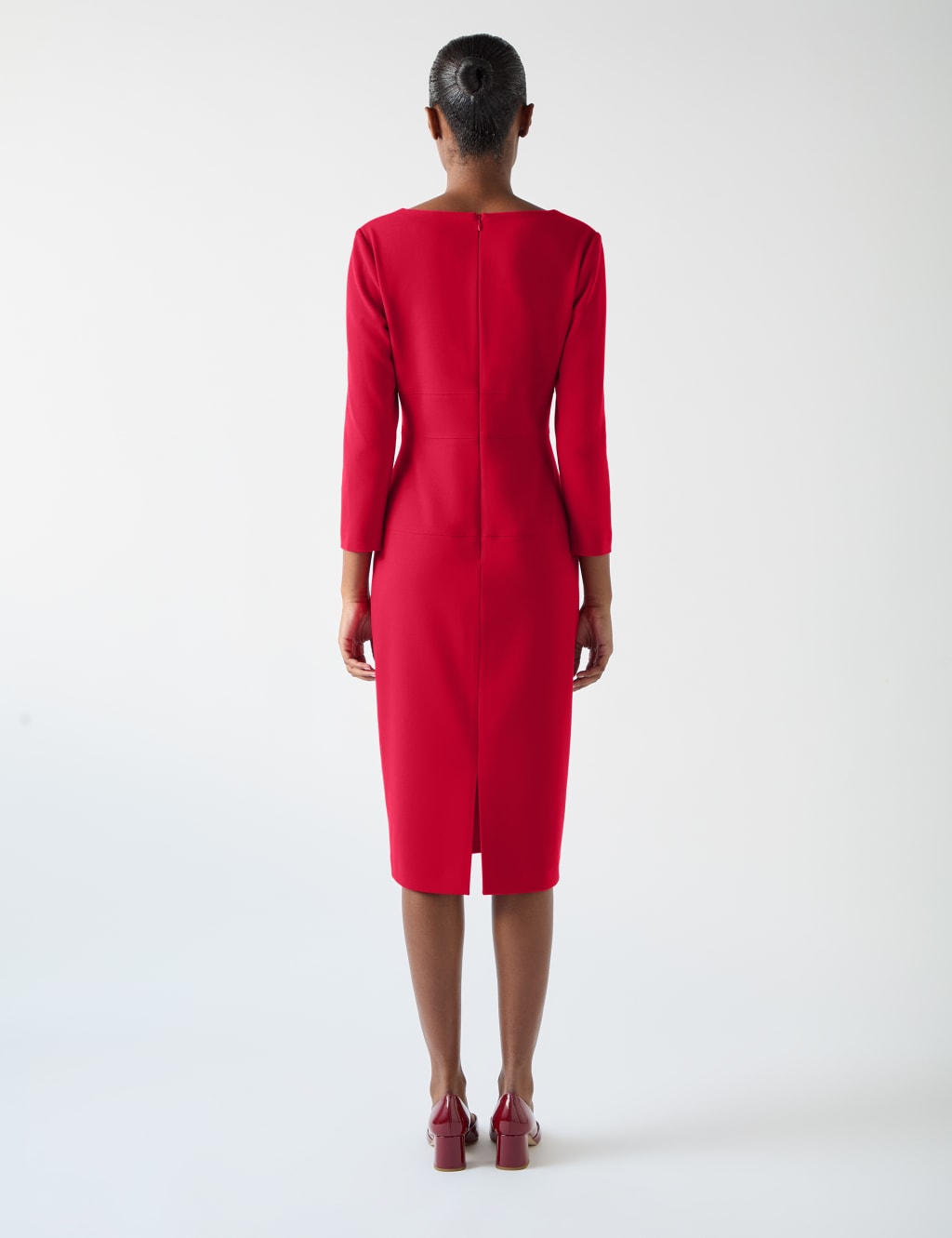 Crepe Square Neck Knee Length Bodycon Dress