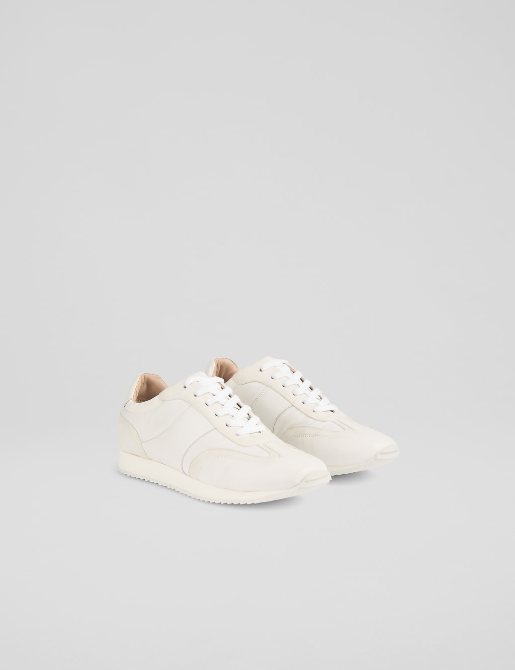 Leather Lace Up Suede Panel Trainers 2 of 4