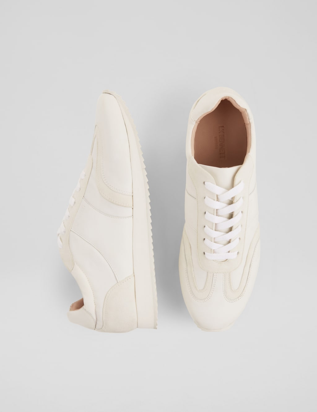 Leather Lace Up Suede Panel Trainers 3 of 4