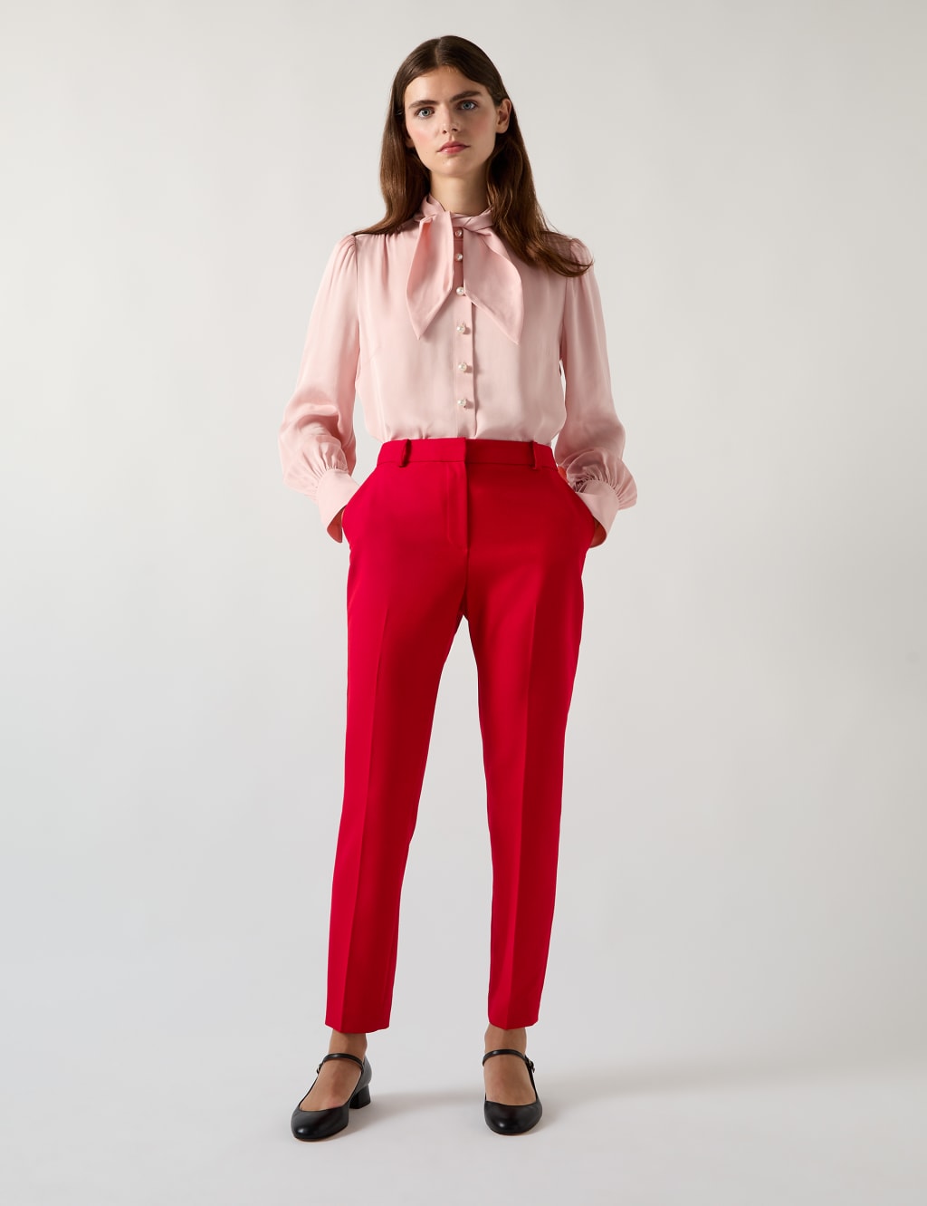 Twill Slim Fit Tapered Ankle Grazer Trousers 1 of 4