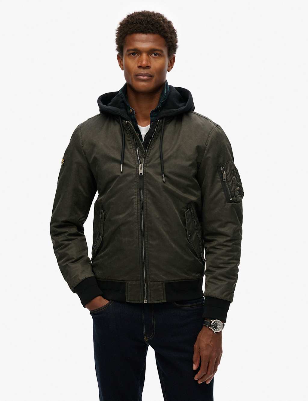 Twill Hooded Bomber Jacket 4 of 6