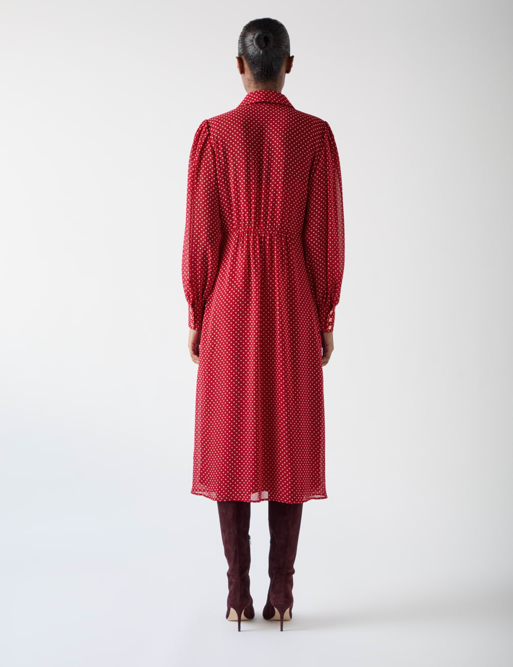 Polka Dot Midi Shirt Dress 3 of 4