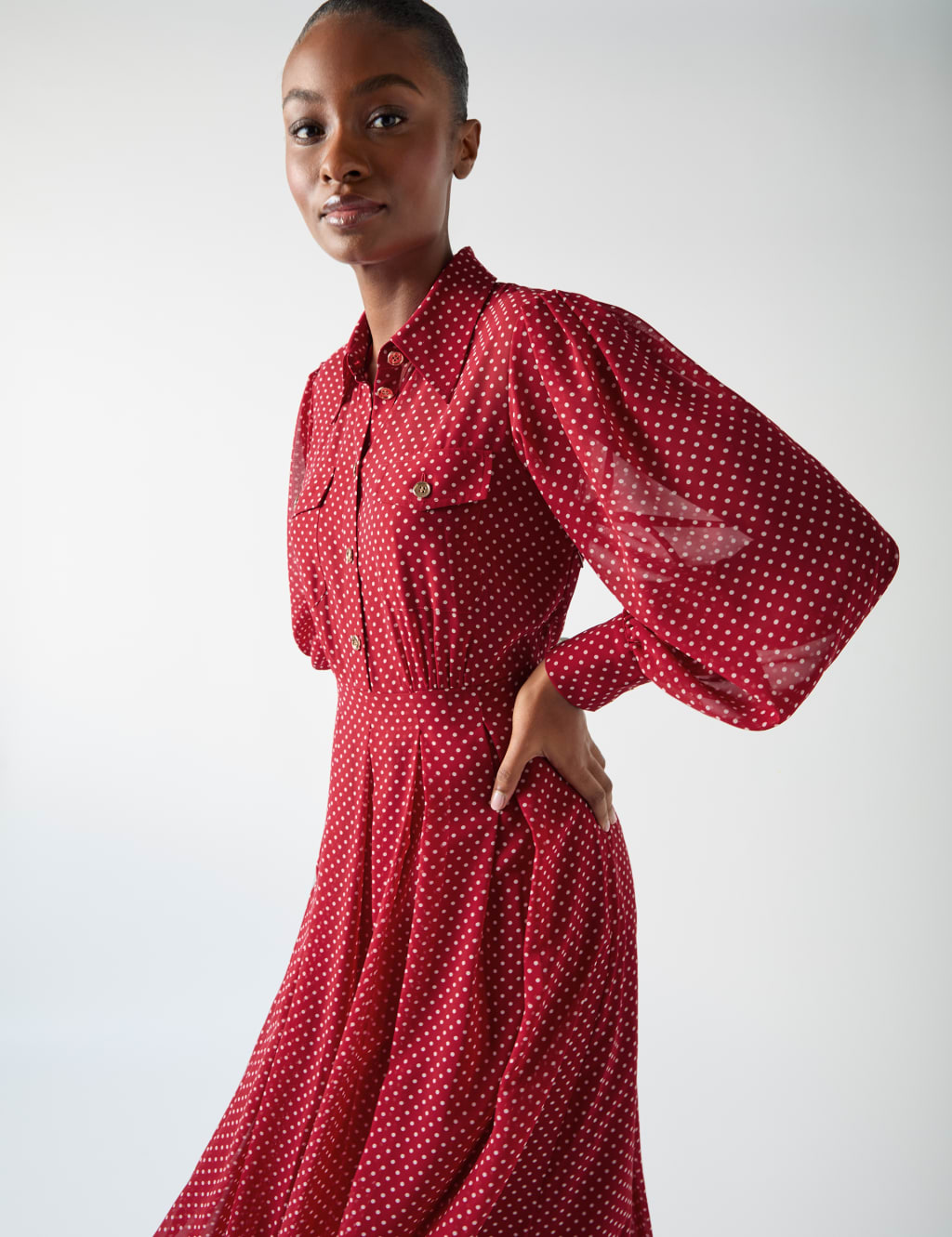Polka Dot Midi Shirt Dress 4 of 4