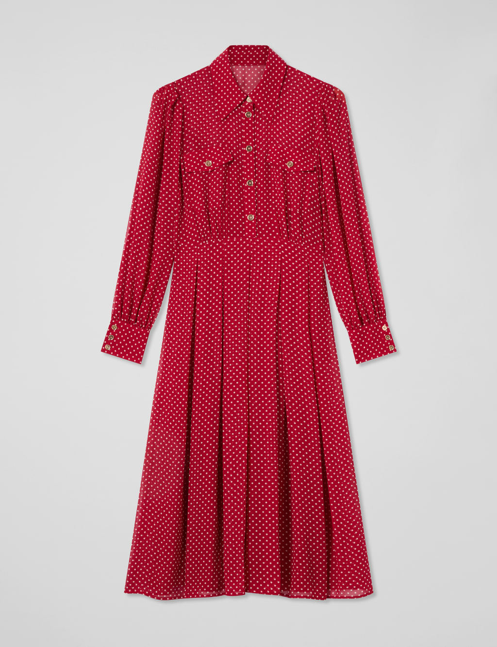 Polka Dot Midi Shirt Dress 2 of 4