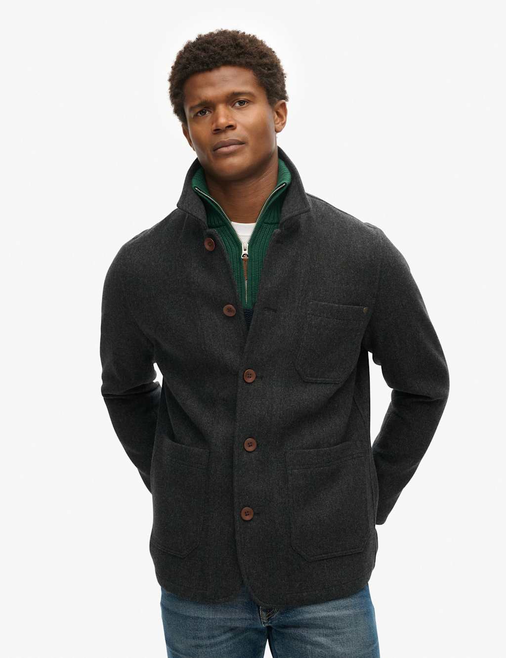 Relaxed Fit Wool Rich Textured Overshirt 4 of 8