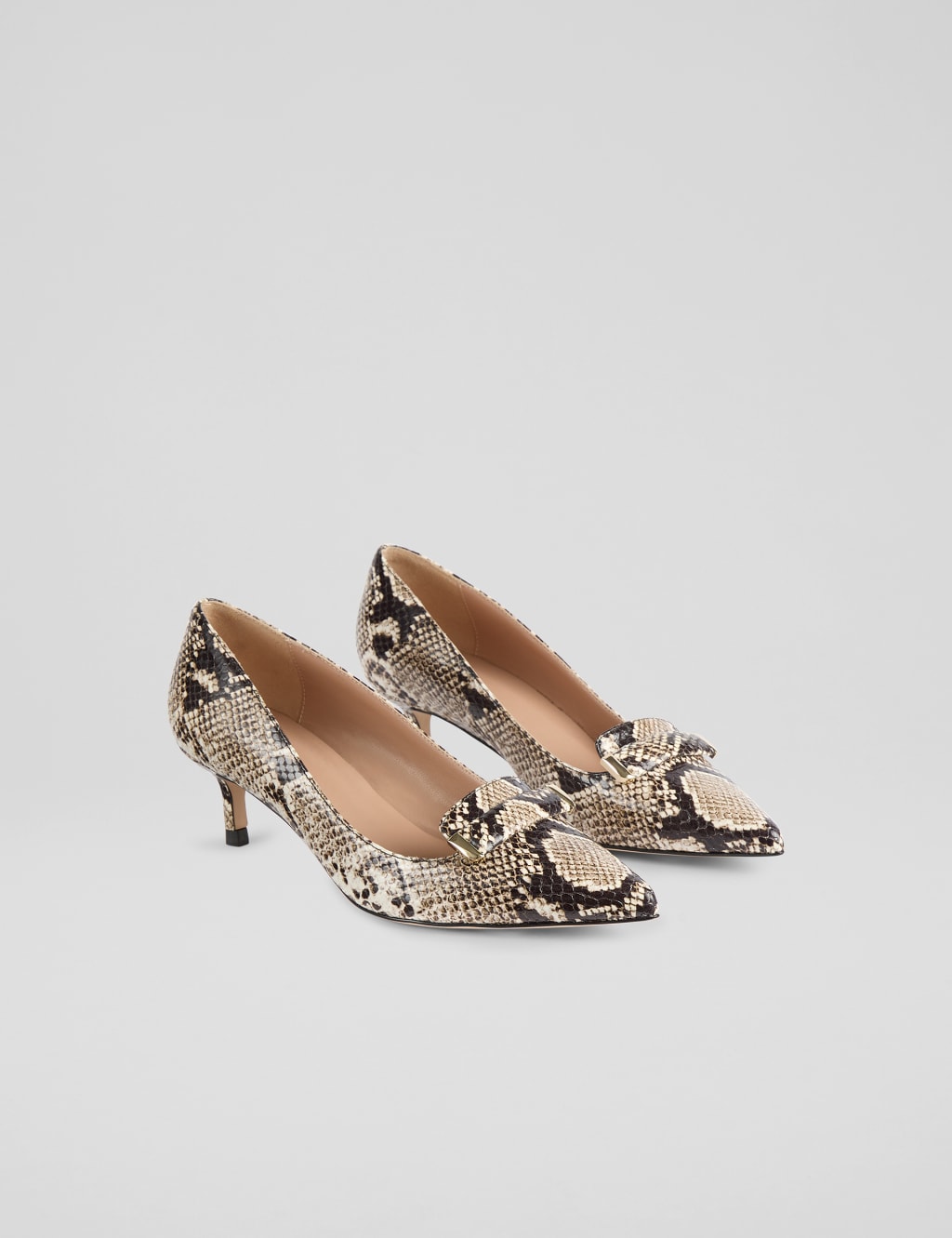 Leather Bar Trim Kitten Heel Court Shoes 2 of 3