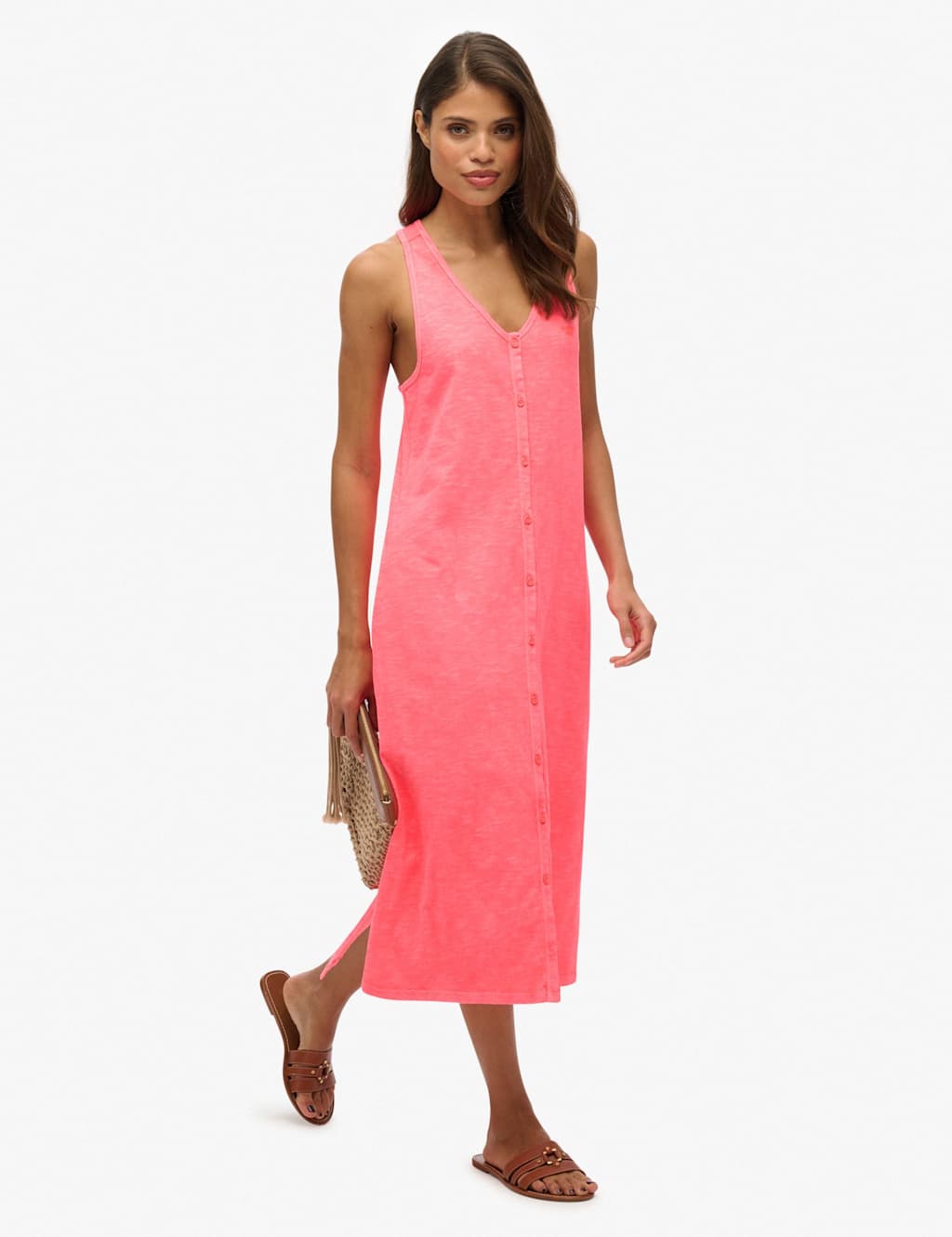 Jersey V-Neck Relaxed Midi Beach Dress 5 of 8