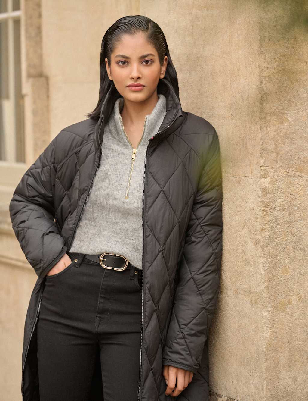 Quilted Padded Relaxed Longline Mac 1 of 7