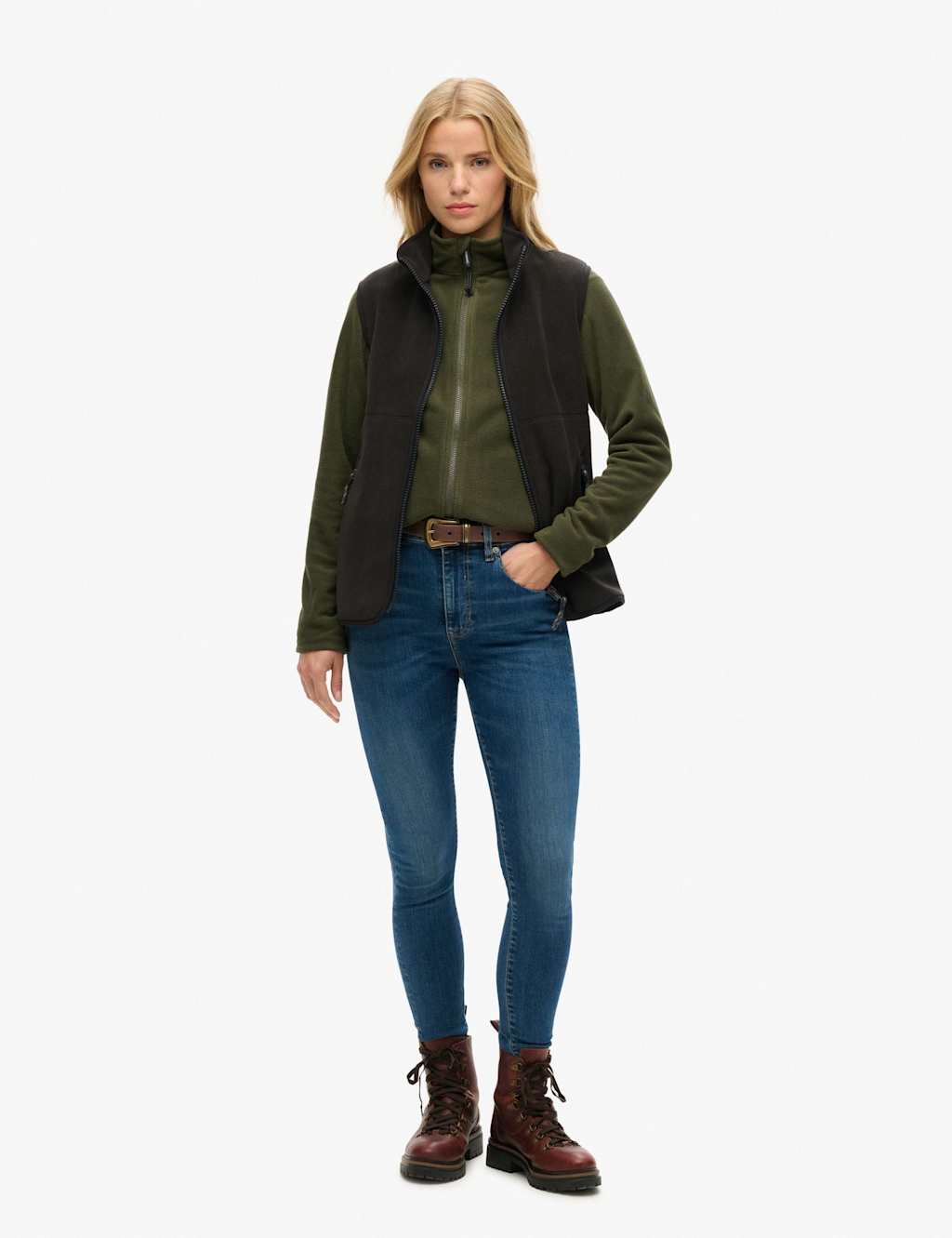 Zip Up Funnel Neck Polar Fleece Jacket 4 of 5