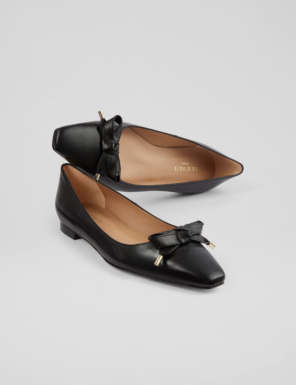 Leather Bow Block Heel Square Toe Pumps 3 of 4