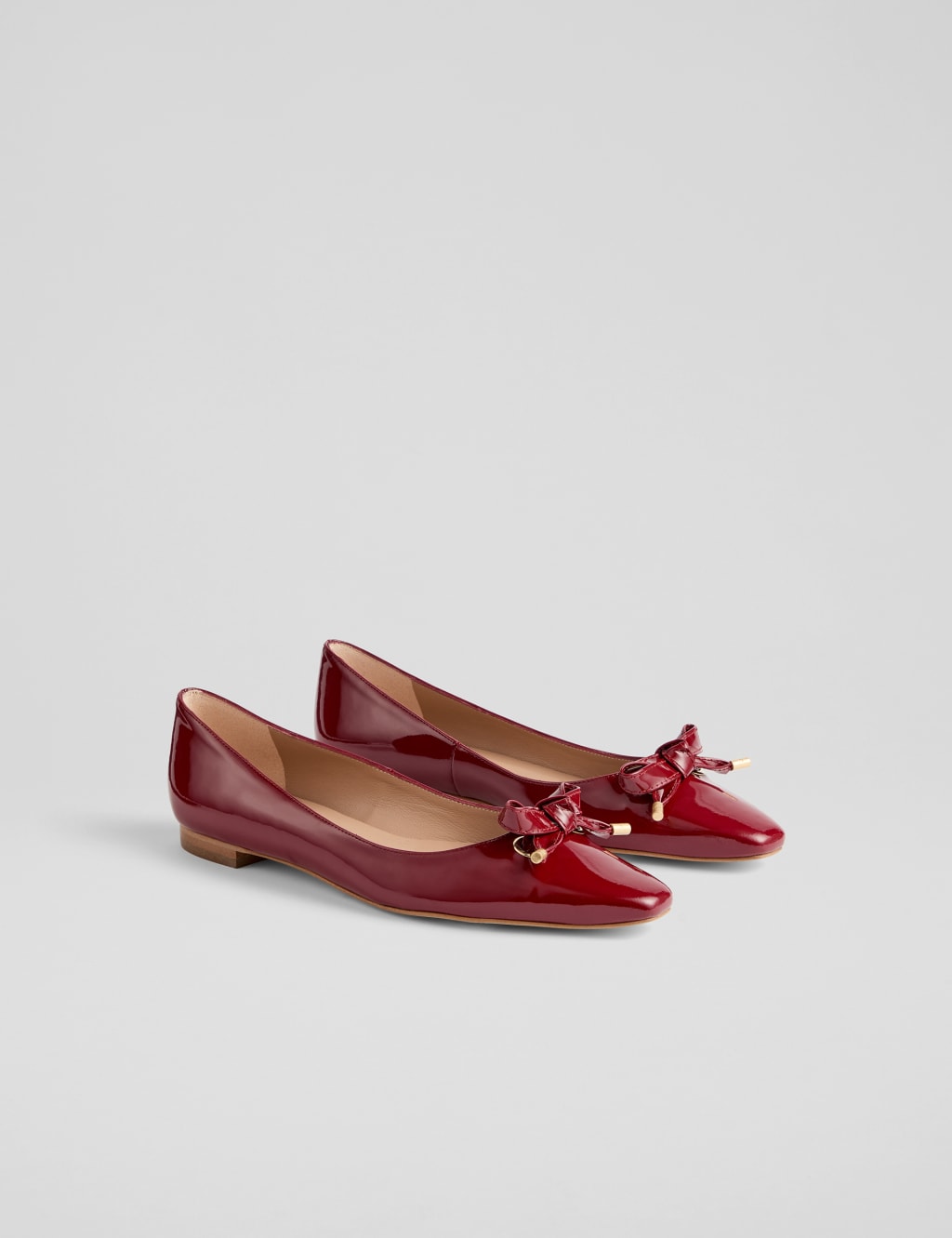 Patent Leather Bow Flat Square Toe Pumps 2 of 4